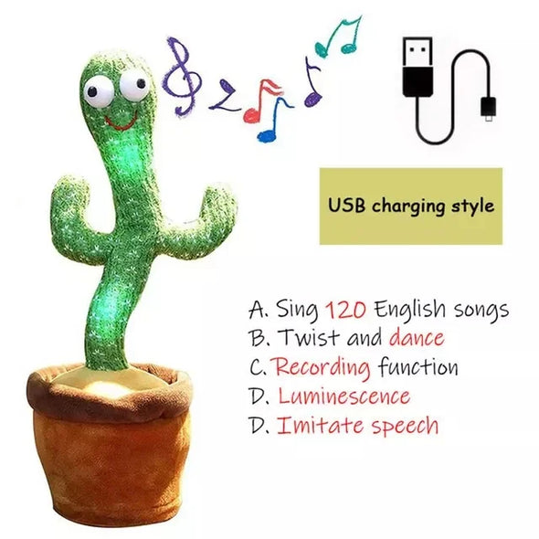 Rechargeable Dancer Cactus Glowing Dancing Electronic Plush Toy