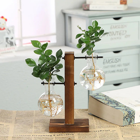 Creative Wooden Frame Hydroponic Vase