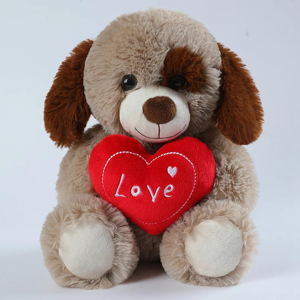 Cute Heart Bear Dog Plush Toys Red Heart Print Love