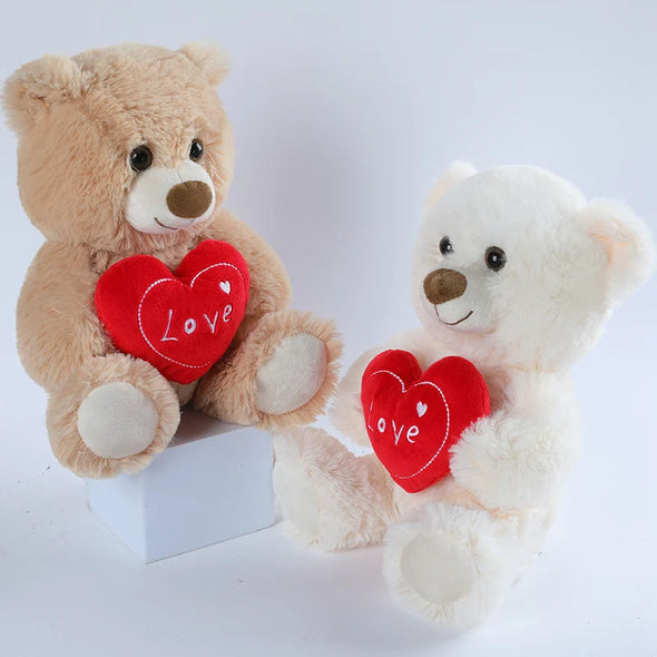 Cute Heart Bear Dog Plush Toys Red Heart Print Love