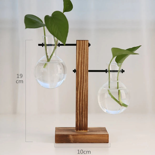 Creative Wooden Frame Hydroponic Vase