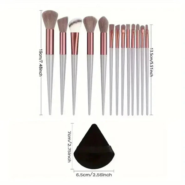 13pcs Premium Synthetic Nylon Bristle Makeup Brush Set